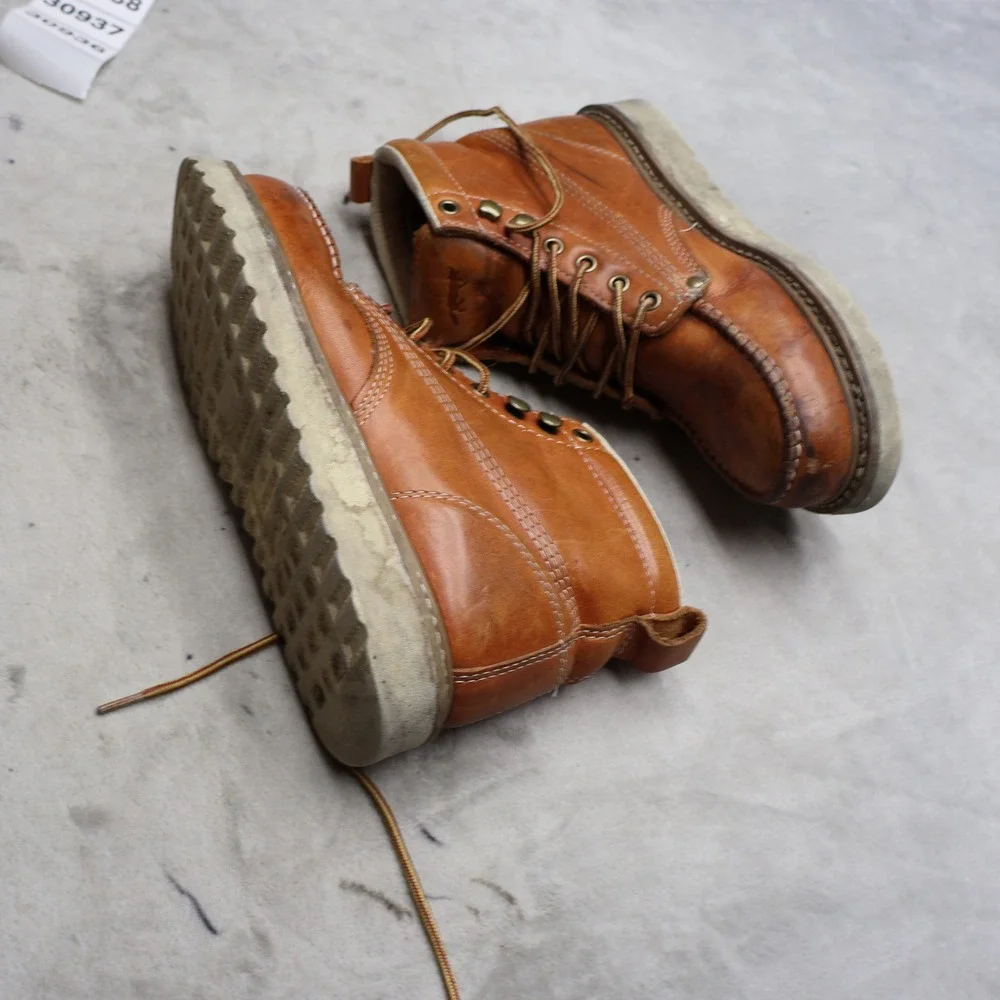 Golden Fox Mens 7 Work Boots Brown Leather Moc Steel Toe Lace-Up Rugged 6